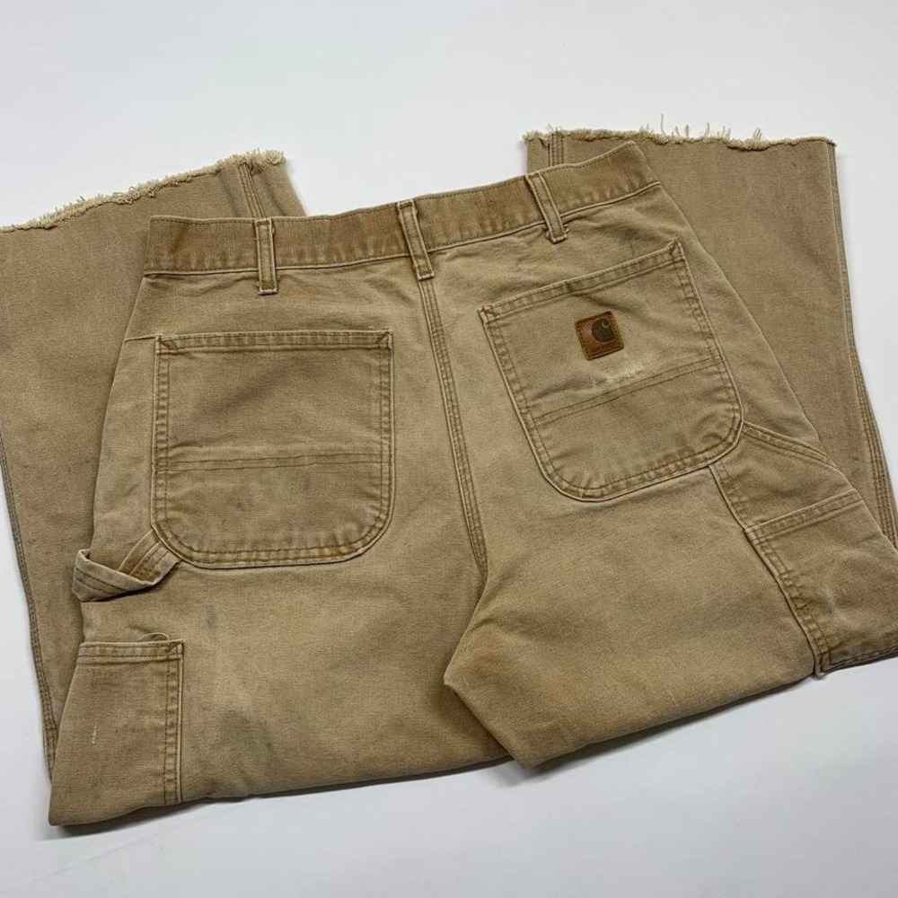 Carhartt Tan Carpenter Pants Size 32 x‎ 22.5 Distressed Faded